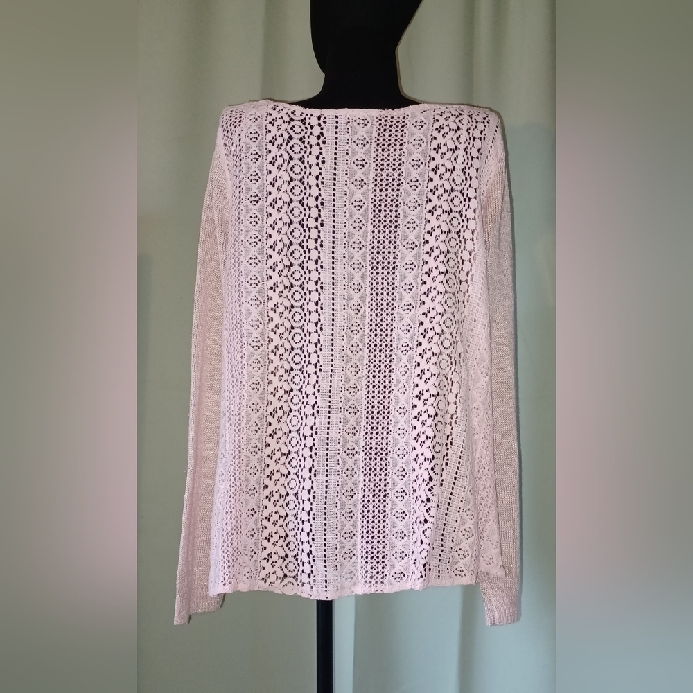 Deb Pink Sparkly Knit and Lace Back Sweater - Picture 4 of 7